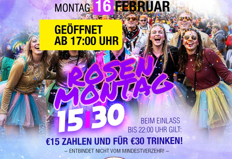 ROSENMONTAG > > Sonderöffnungstag << 15.30-PARTY